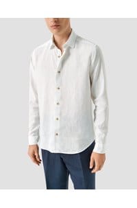 solid linen shirt in white