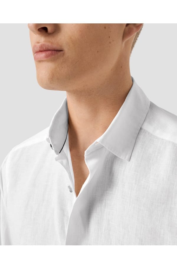 solid linen shirt in white