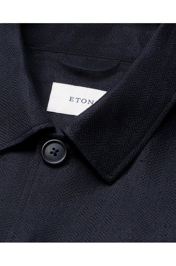 four pocket linen lyocell shirt jacket in navy blue
