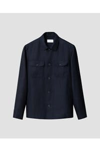 four pocket linen lyocell shirt jacket in navy blue