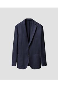 linen soft jacket in herringbone navy blue