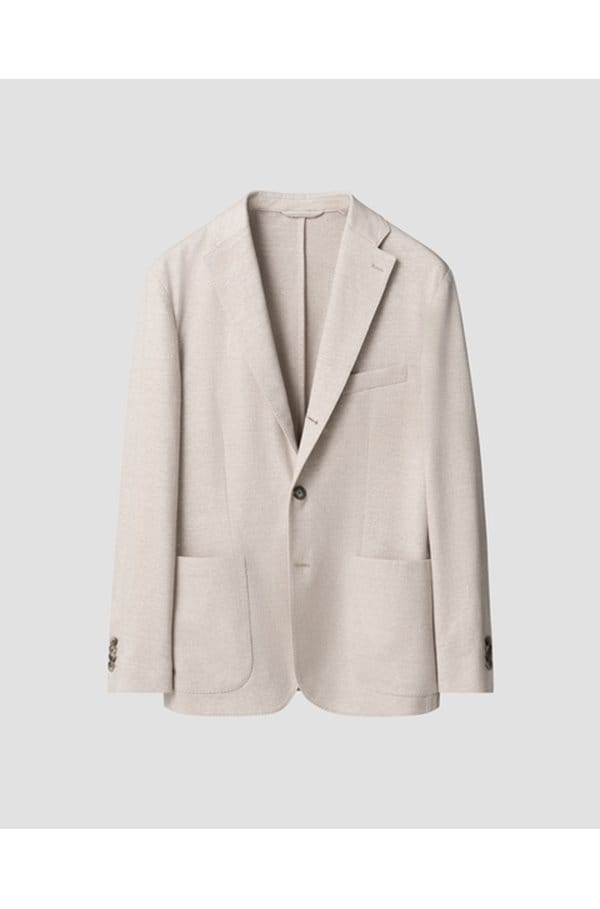 linen soft jacket in herringbone beige