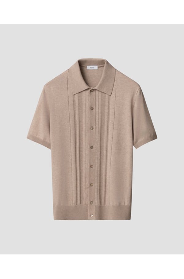 structure full button polo in beige