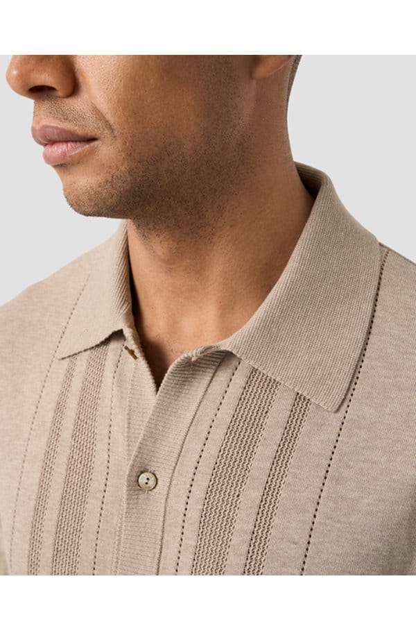 structure full button polo in beige