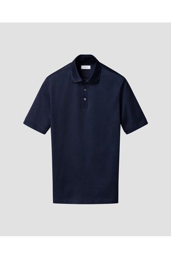 filo di scozia polo shirt in navy blue jacquard