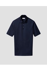 filo di scozia polo shirt in navy blue jacquard