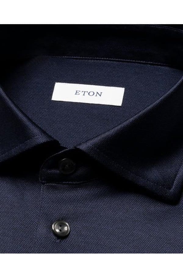 filo di scozia polo shirt in navy blue jacquard