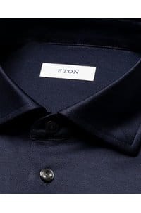 filo di scozia polo shirt in navy blue jacquard