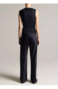 high waisted fluid satin bias pant in coastal