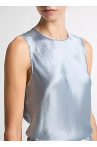 scallop detail sleeveless shell in light lagoon