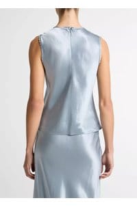 scallop detail sleeveless shell in light lagoon