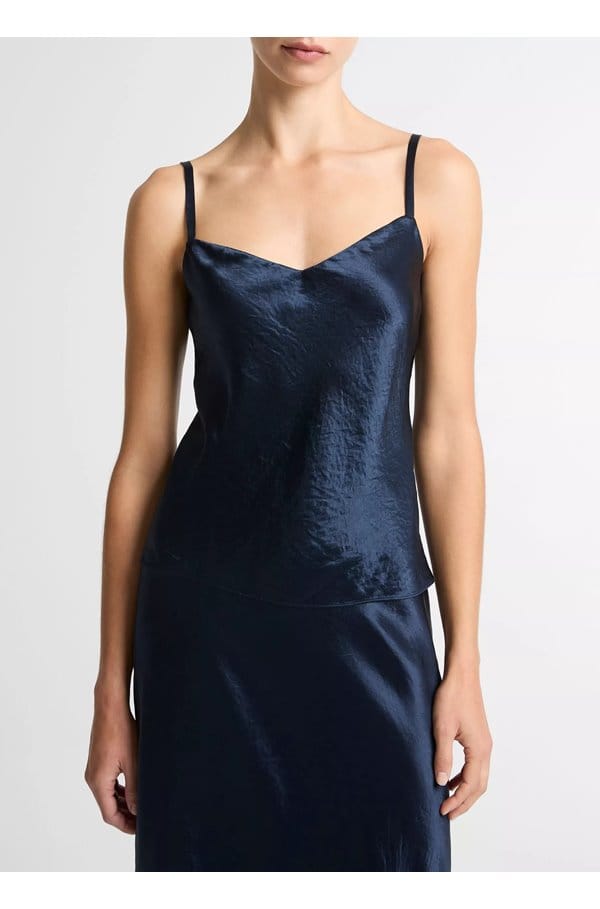 satin v-neck cami in coastal