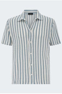 seersucker striped shirt in rainwater