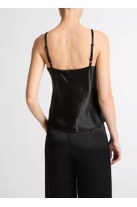 satin v-neck cami in black