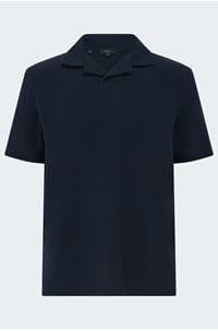 knit polo in coastal navy