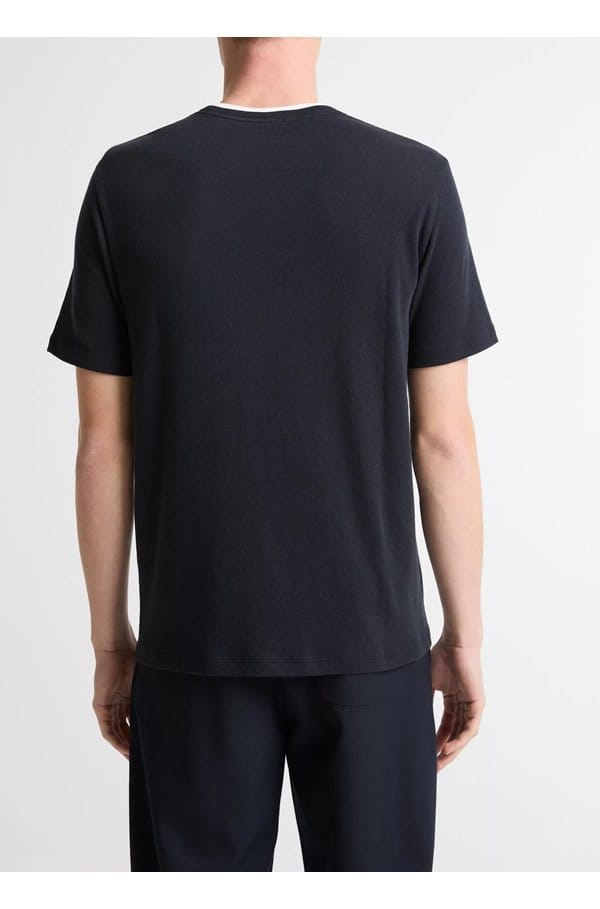 double collar crew neck in coastal navy