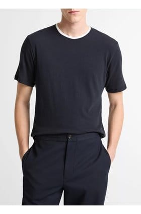 Double Collar Crew Neck in Coastal Navy