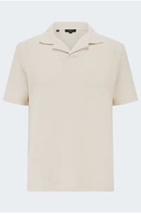 knit polo in white parchment