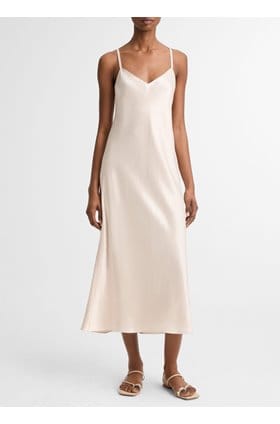 V-Neck Slip Dress in Champagne
