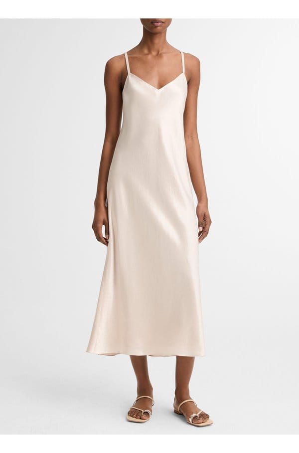 v-neck slip dress in champagne