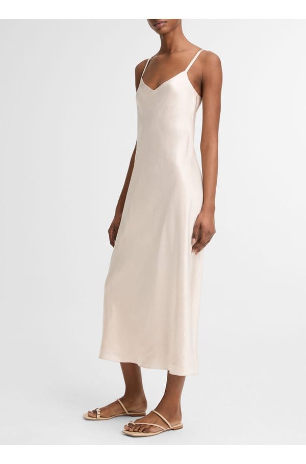 v-neck slip dress in champagne