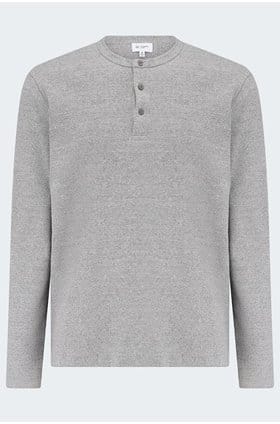 Bryce Long Sleeve Henley in Heather Grey