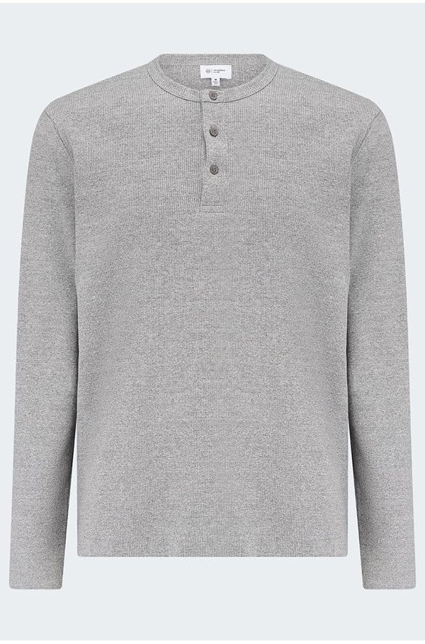 bryce long sleeve henley in heather grey