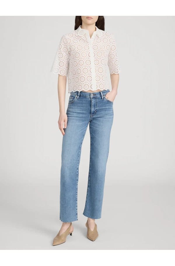 the petal eyelet top in white
