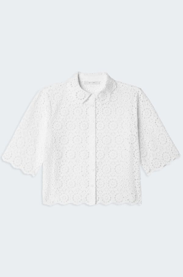 the petal eyelet top in white