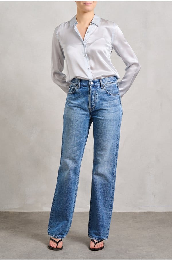 tyler long sleeve blouse in pale blue