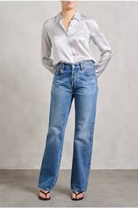 tyler long sleeve blouse in pale blue