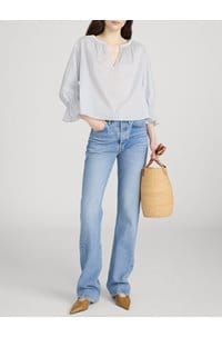 poet blouse in ocean blue multi