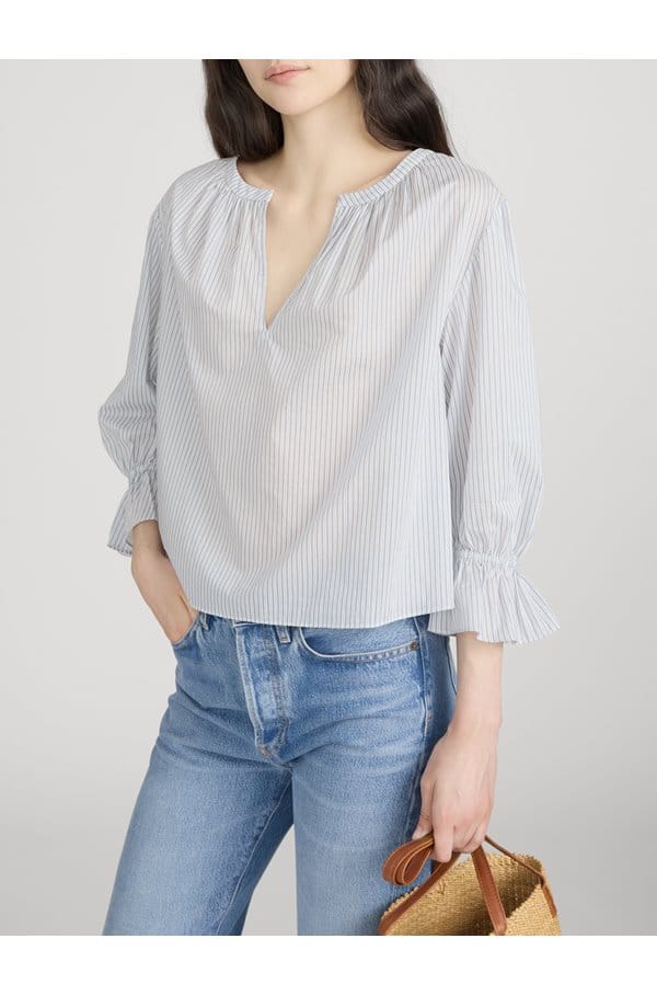 poet blouse in ocean blue multi