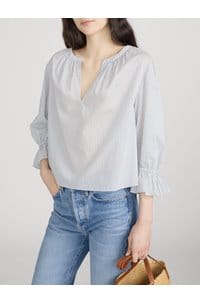 poet blouse in ocean blue multi