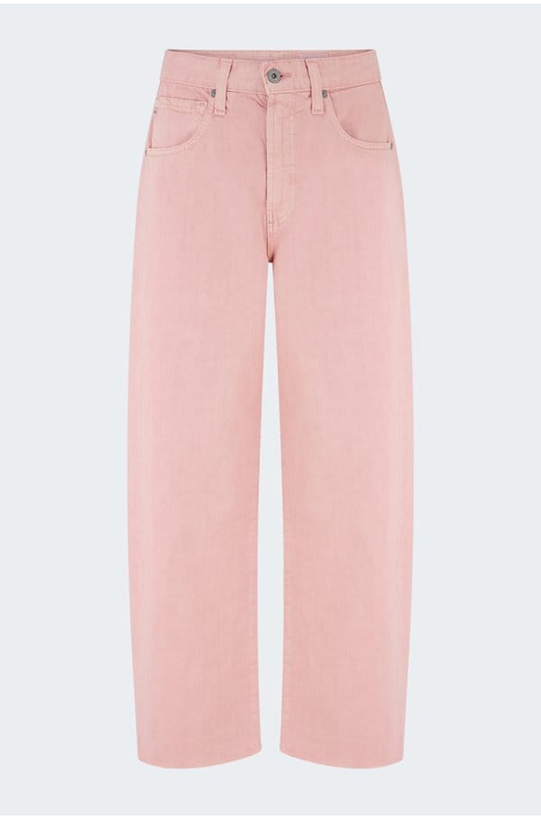 hattie crop barrel leg in sulfur sparkling rose
