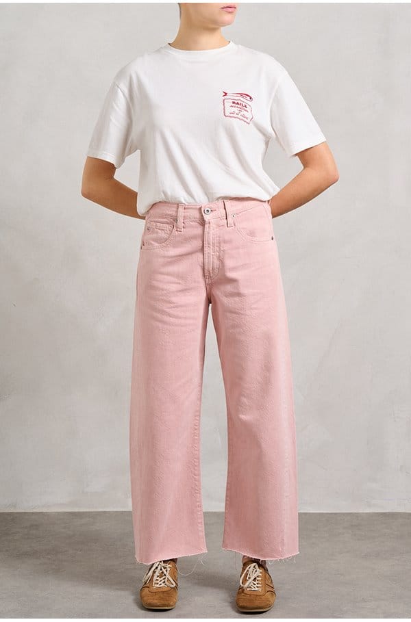 hattie crop barrel leg in sulfur sparkling rose