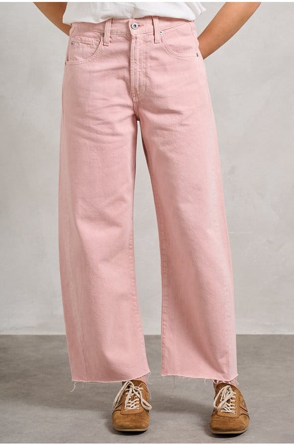 hattie crop barrel leg in sulfur sparkling rose