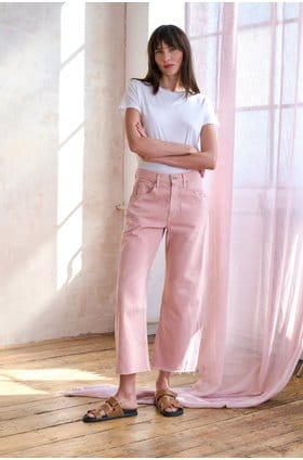 Hattie Crop Barrel Leg in Sulfur Sparkling Rose