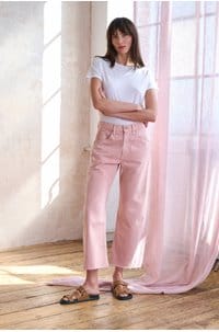 hattie crop barrel leg in sulfur sparkling rose