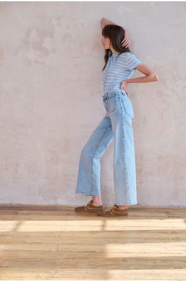baby linen tee in chambray multi