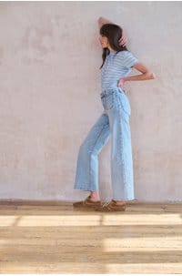 baby linen tee in chambray multi