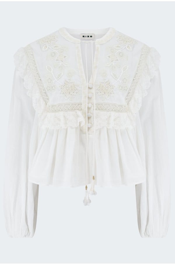 diann top in embroidered ivory