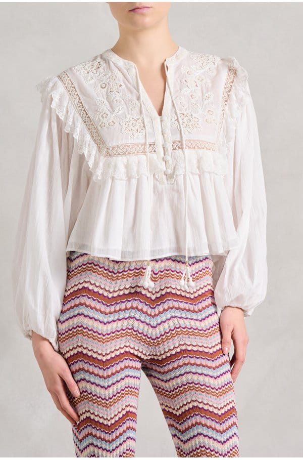 diann top in embroidered ivory