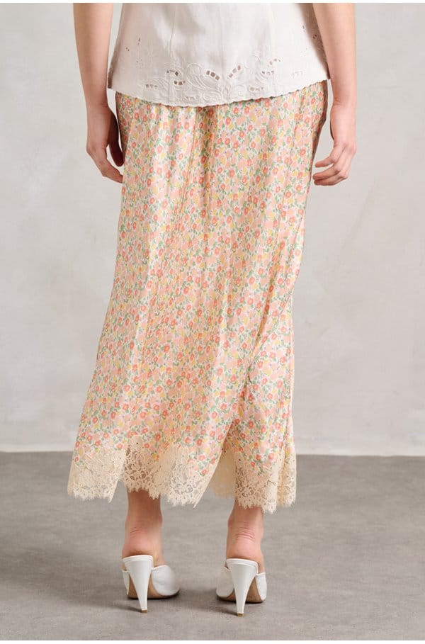 matilde satin skirt in floral cream