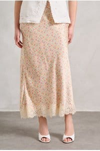 matilde satin skirt in floral cream