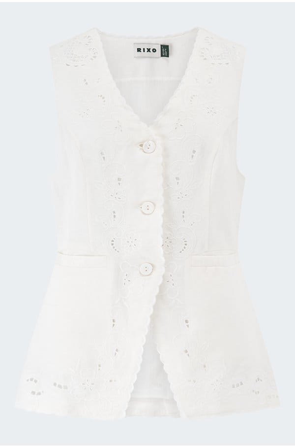 jesse top in embroidered ivory