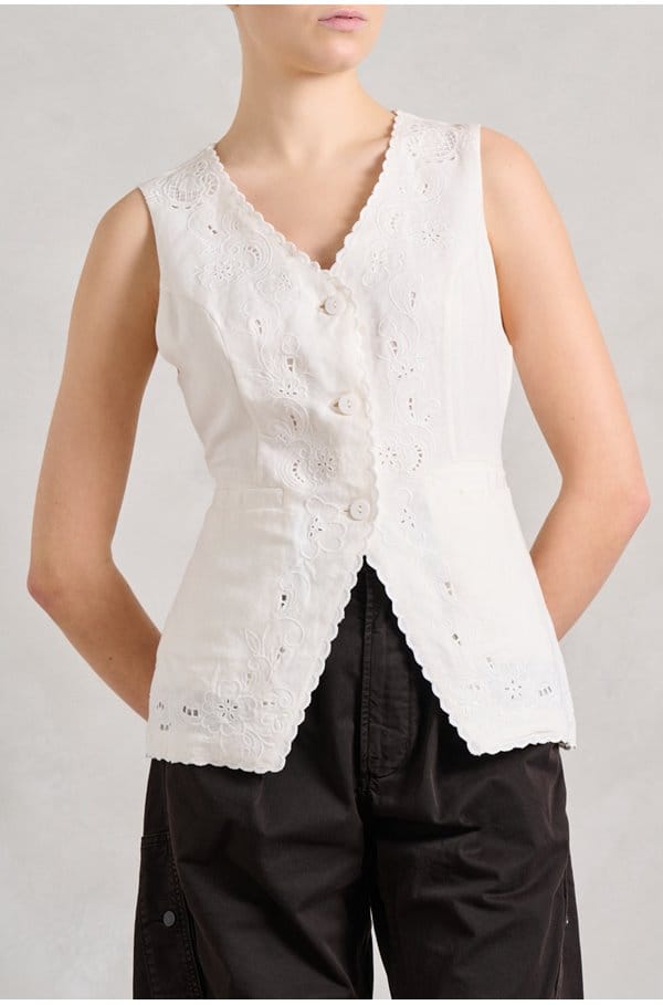 jesse top in embroidered ivory