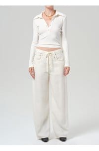 brynn drawstring linen trouser in vanilla