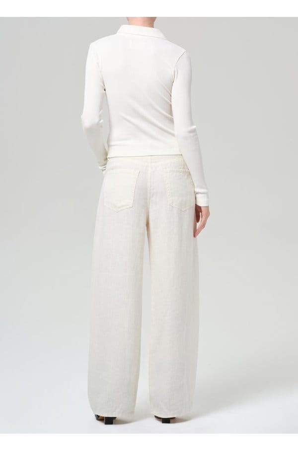 brynn drawstring linen trouser in vanilla