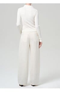 brynn drawstring linen trouser in vanilla